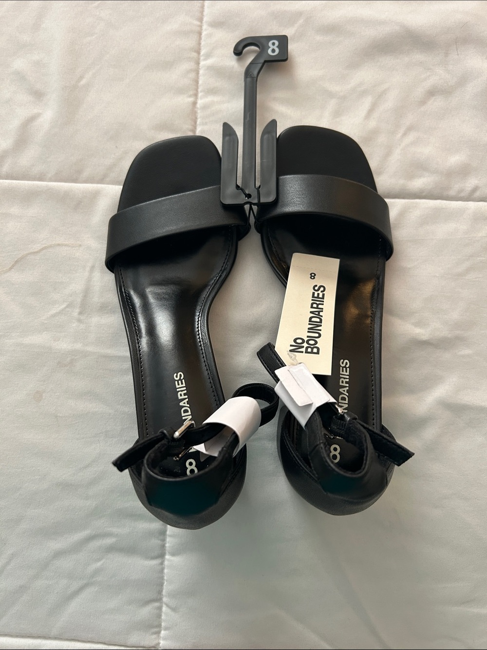 No Boundaries Black Women's Ankle-Tie Slide Sandals